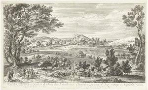 Gezicht op Saint Laurent de la Roche
Viúva de St. Laurent de la Roche, e do Bourg no Franche Comté (título sobre o objecto) de Adriaen Frans Boudewyns