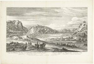 Vista do castelo de Joux Veuë du Chasteau de Joux sur la frontiere de la franche Comté (título no objeto) de Adriaen Frans Boudewyns