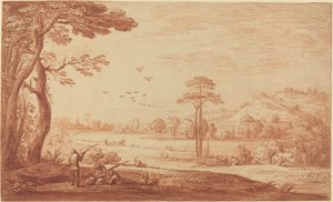 Caçadores descansando por um rio de Adriaen Frans Boudewyns