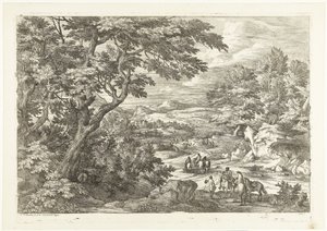 Paisagem com caçadores a caminho de casa, um castelo à distância
Paisagem com caçadores (título da série)