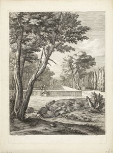 Paisagem com dois homens por uma fonte de Adriaen Frans Boudewyns