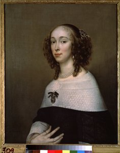 Retrato de uma Senhora. Pintura de Adriaen Hannemann (Adrien Hanneman de Adriaen Hanneman