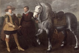 Retrato de um cavalheiro com seu cavalo e noivo, 1624
