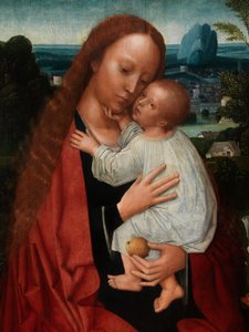Detalhe de Nossa Senhora com João Baptista e São Jerónimo (óleo sobre painel) de Adriaen Isenbrandt or Isenbrant