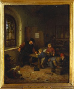 Interior de uma sala de aula, 1666 de Adriaen Jansz. van Ostade