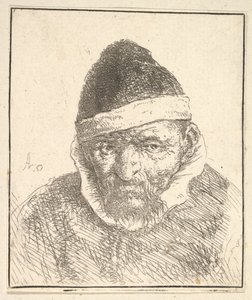 Ancião com colarinho branco e chapéu pontiagudo, 1610-85. de Adriaen Jansz. van Ostade