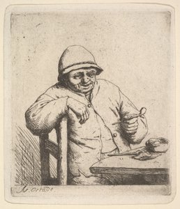 Camponês com um cano, 1640-80. de Adriaen Jansz. van Ostade