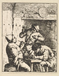 Cantor Standing Between Two Smokers, 1610-85. de Adriaen Jansz. van Ostade