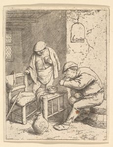 O fumante e o bebedor, 1682. de Adriaen Jansz. van Ostade