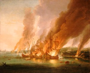 A batalha de La Hogue, 23 de maio de 1692, finais do século XVII (pintura a óleo)