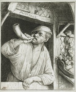 Padeiro a tocar a sua trompa de Adriaen van Ostade