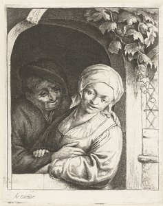 Agricultor e mulher de agricultor como um casal amoroso numa porta
O casal de amor camponês
A produção de amor entre camponeses