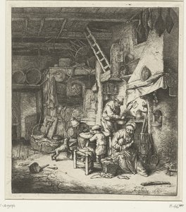 Família de agricultor no interior A casa de Adriaen van Ostade