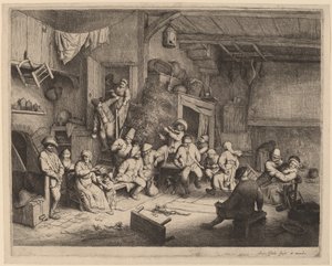 Dançar em uma taverna de Adriaen van Ostade