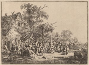 Dança sob a treliça de Adriaen van Ostade