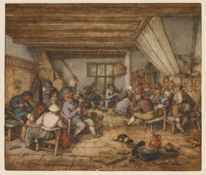 Agricultores a festejar numa estalagem de Adriaen van Ostade