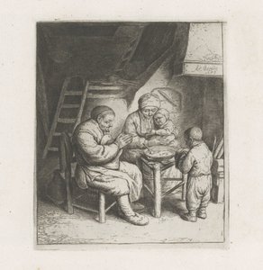 A família reza antes das refeições de Adriaen van Ostade