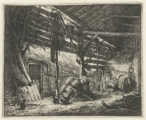 Interior de um celeiro de feno
O celeiro de feno de Adriaen van Ostade