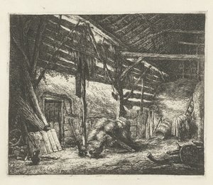 Interior de um celeiro de feno
O celeiro de Adriaen van Ostade