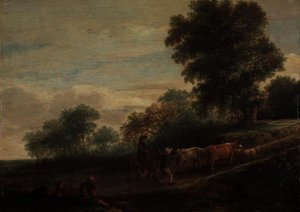 Paisagem com pastores e gado de Adriaen van Ostade