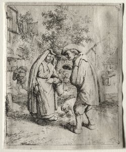 Homem conversando com uma mulher de Adriaen van Ostade