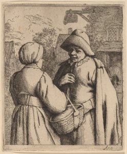 Homem e mulher conversando de Adriaen van Ostade