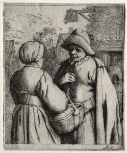 Homem e mulher conversando de Adriaen van Ostade