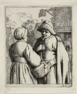 Homem e mulher conversando de Adriaen van Ostade