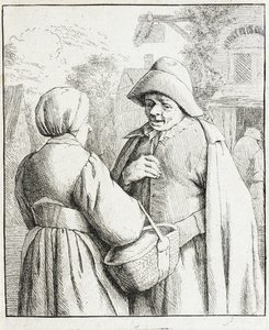Homem e mulher em conversa de Adriaen van Ostade