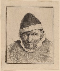 Camponês vestindo um boné pontudo de Adriaen van Ostade