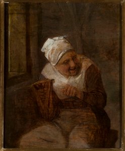 Mulher a fiar junto à janela de Adriaen van Ostade