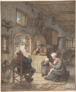 Leitura das notícias na casa dos tecelões de Adriaen van Ostade
