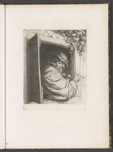 Homem fumador numa abertura de janela de Adriaen van Ostade