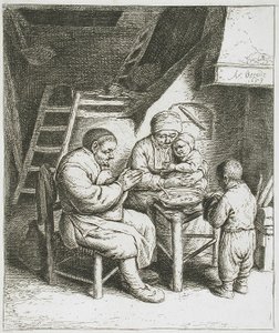 A oração antes da refeição de Adriaen van Ostade
