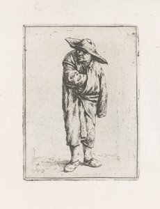 Agricultor em pé com a mão no manto de Adriaen van Ostade