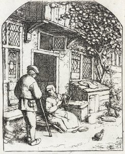 A mulher a enrolar num carreto de Adriaen van Ostade