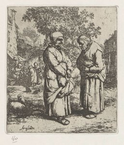 Duas mulheres idosas em conversa de Adriaen van Ostade