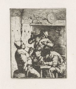 Dois fumantes e bebedores na pousada de Adriaen van Ostade