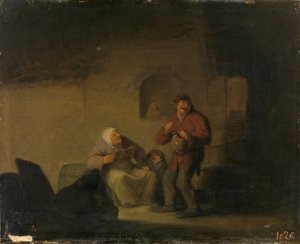 Dois camponeses e uma mulher a cantar de Adriaen van Ostade