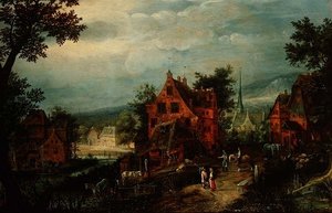 Paisagem da Aldeia com Camponeses