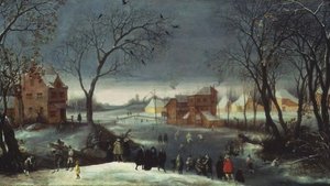 Paisagem de Inverno com Skaters (painel)