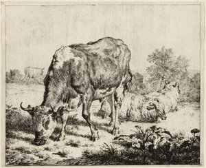 Uma vaca e três ovelhas de Adriaen van de Velde
