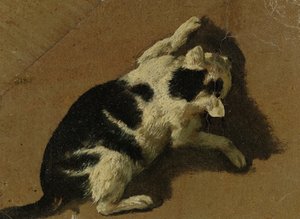 Gato brincando (desenho de pincel)