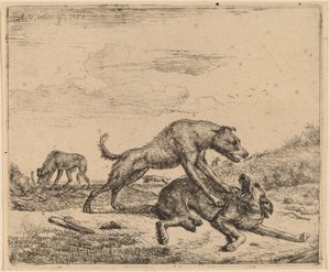 Cães de briga de Adriaen van de Velde