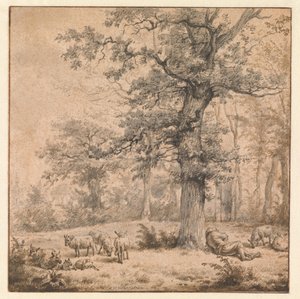 Paisagem com um pastor adormecido de Adriaen van de Velde