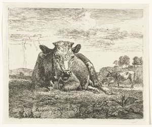 vaca deitada Animais diferentes (título da série) de Adriaen van de Velde