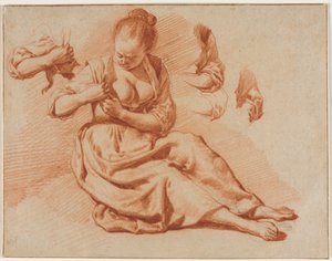 Mulher sentada procurando por pulgas de Adriaen van de Velde