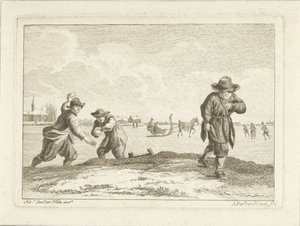 Lançadores de bolas de neve, gravados por Anthonij van der Haer, c.1745-85 (água-forte) de Adriaen van de Velde