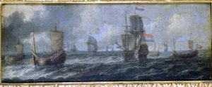 A Marinha holandesa. Pintura a óleo de A. van de Welde. Século XVII. Museo del Castello de Milão. de Adriaen van de Velde