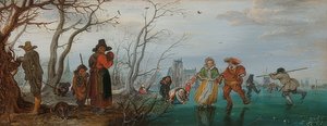 Inverno (diversão no gelo). 1625 de Adriaen van de Venne